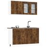 vidaXL Kitchen Cabinet Set Smoked Oak Engineered wood and glass