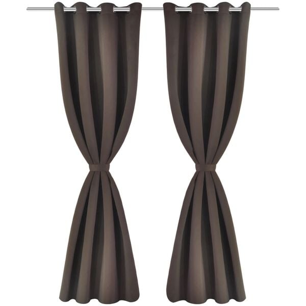 vidaXL Blackout Curtains 2 pcs with Metal Eyelets 53.1x68.9" Brown