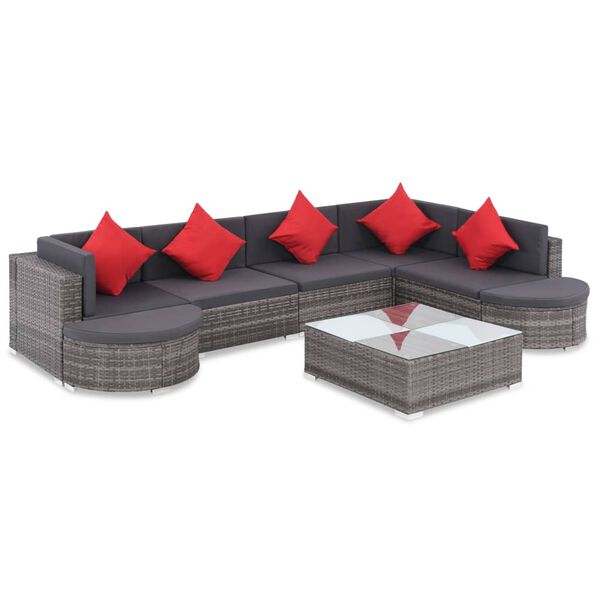 vidaXL Sofa Set Grey, dark grey, red