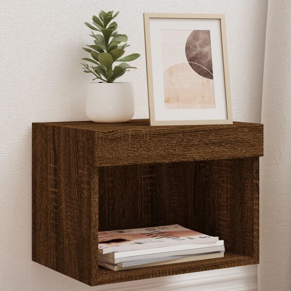vidaXL Bedside Cabinet Set of 2 Brown Oak Engineered Wood Medium