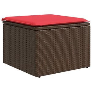 vidaXL Garden Stool Brown 21.65 x 21.65 x 14.57 in Poly Rattan