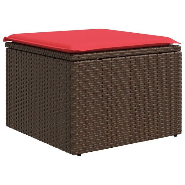 vidaXL Garden Stool Brown 21.65 x 21.65 x 14.57 in Poly Rattan