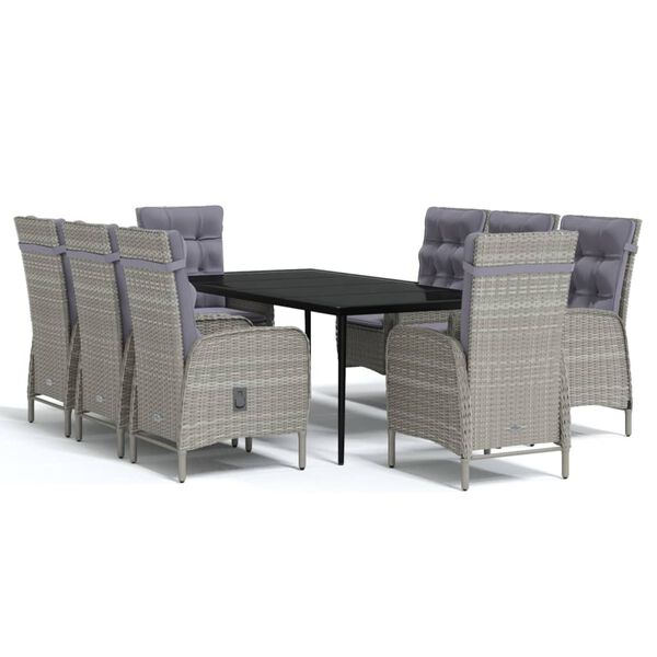 vidaXL Garden Dining Set Grey and Black