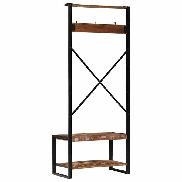 vidaXL Clothes Rack Multicolor Solid reclaimed wood 31.5 x 15.7 x 74.8 in