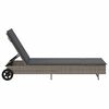 vidaXL Sun Lounger with Wheels and Cushion Grey Poly Rattan