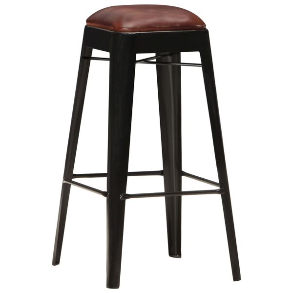 vidaXL Bar Stool Set of 4 Black and dark brown