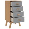 vidaXL Bedside Cabinet Grey and Brown Solid Pine Wood, Engineered Wood