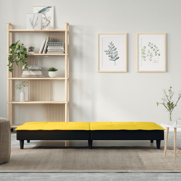 vidaXL Sofa Bed Light Yellow Fabric