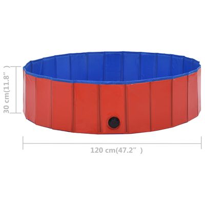 vidaXL Foldable Dog Swimming Pool Red 47.2"x11.8" PVC