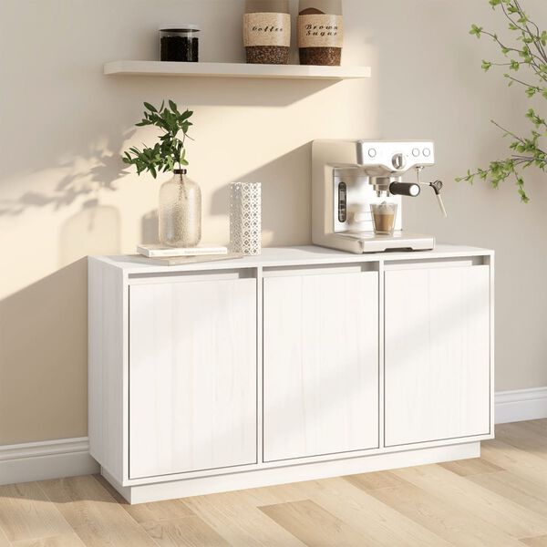 vidaXL Sideboard White 43.7x13.4x23.6" Solid Wood Pine