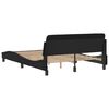 vidaXL Bed Frame Black Faux leather with metal and solid pine wood Double