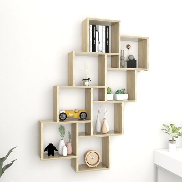 vidaXL Wall Shelf Sonoma Oak Engineered Wood Medium Wall mounting