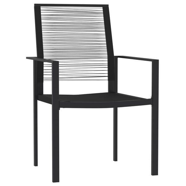 vidaXL Dining Set Black Powder-Coated Steel, Glass, PVC Hollow Rattan