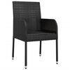 vidaXL Garden Chair Set of 2 Black Poly Rattan Standard Durable
