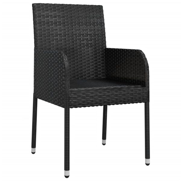 vidaXL Garden Chair Set of 2 Black Poly Rattan Standard Durable