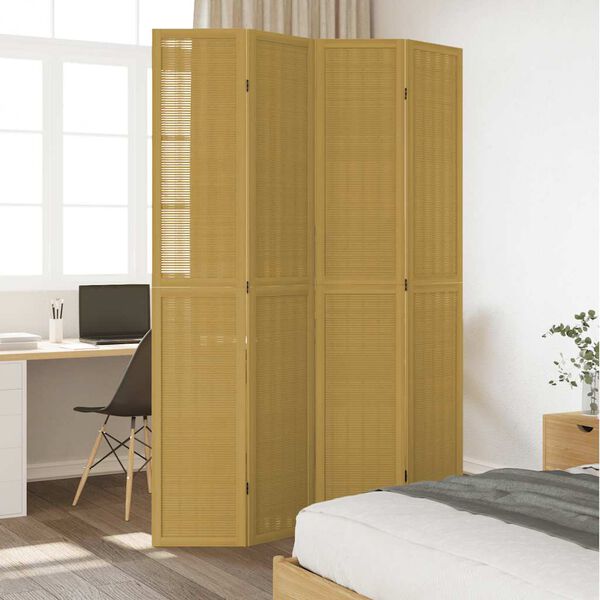 vidaXL Room Divider 4 Panels Brown Solid Wood Paulownia