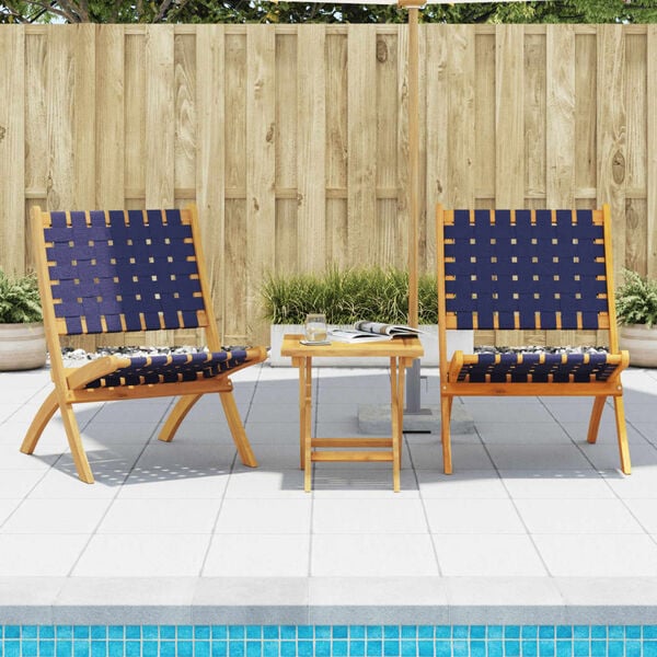 vidaXL Folding Garden Chair Set of 2 Dark blue, Brown