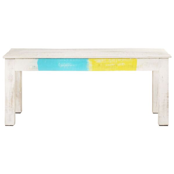 vidaXL Coffee Table White Solid mango wood Medium Decorative Inlays