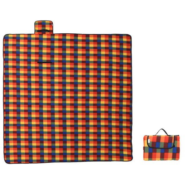 vidaXL Picnic Blanket Foldable Multicolor Plaid 78.7"x78.7" Velvet