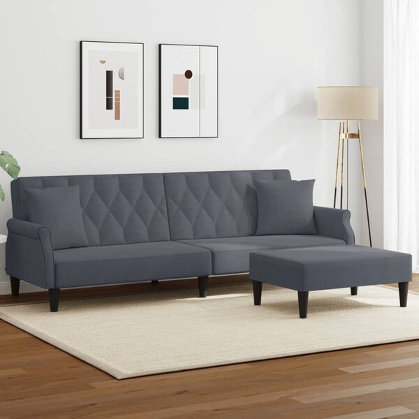 vidaXL Sofa Bed Dark Gray Velvet (100% polyester), plywood, foam 2-seater