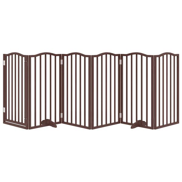 vidaXL Dog Gate Set of 6 Brown Oak Poplar Wood