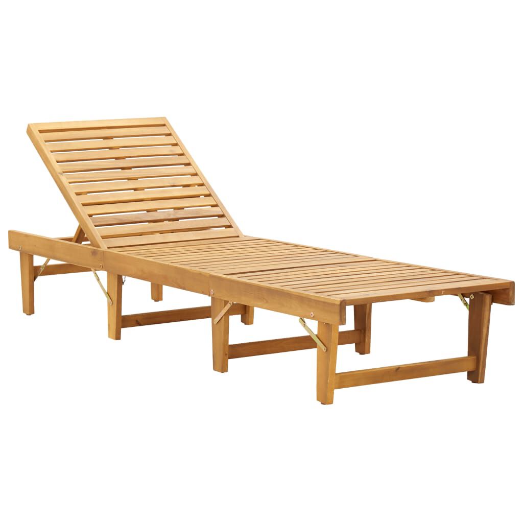 vidaXL Solid Acacia Sun Lounger Garden Lounger Recliner Wooden Lounger Deck Chair