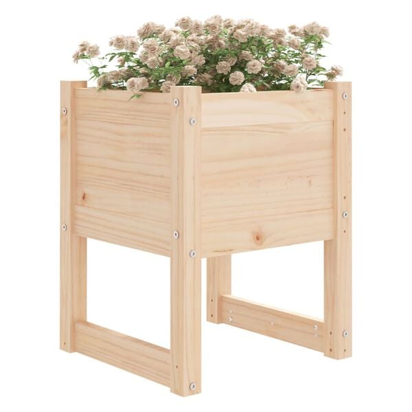 vidaXL Planter Natural Pine Solid Pine Wood Medium Decorative Inlays