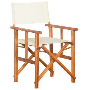 vidaXL Director Chair Brown and Cream Solid Acacia Wood and 100% Polyester