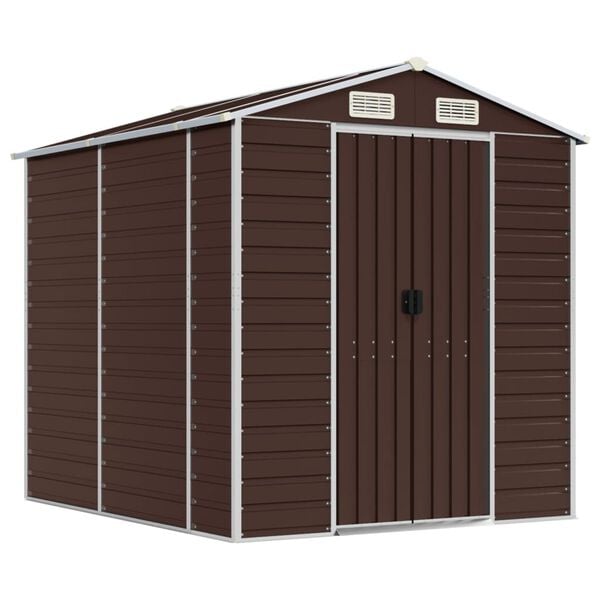 vidaXL Garden Shed Brown Galvanized Steel 75.2 x 84.6 x 78.0 in