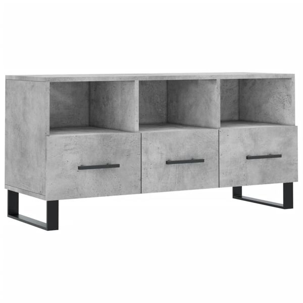 vidaXL TV Cabinet Concrete Grey Engineered Wood, Iron Standard