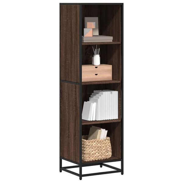 vidaXL Book Cabinet Brown Oak Engineered wood, Metal Medium Book Cabinet