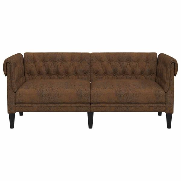 vidaXL Chesterfield Sofa Brown Fabric (100% polyester), plywood, solid wood