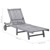 vidaXL Sunlounger Gray Solid Acacia wood 79 in length x 24.8 in width
