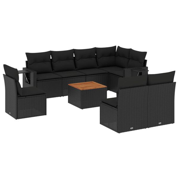 vidaXL Garden Sofa Set Black