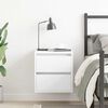 vidaXL Wall-mounted Bedside Cabinet White Engineered wood Small