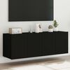 vidaXL TV Wall Cabinet Set of 2 Black Engineered wood TV Wall Cabinet