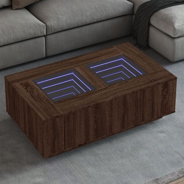 vidaXL Coffee Table Brown oak Engineered wood, glass Medium Modern