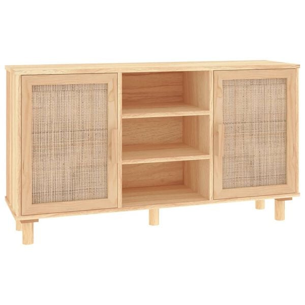vidaXL Sideboard Brown Engineered wood, solid pine, natural rattan Medium