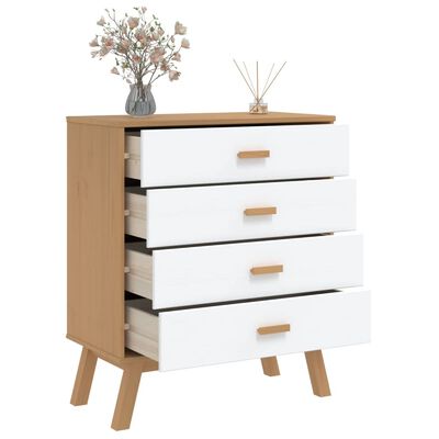 vidaXL Drawer Cabinet OLDEN White and Brown Solid Wood Pine