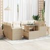 vidaXL Garden Sofa Set Beige PE Rattan 7 Piece Modular Garden Sofa Set