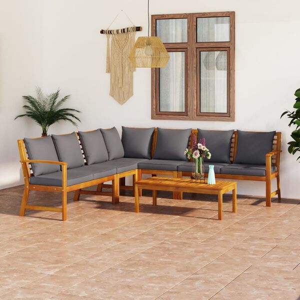 vidaXL Garden Lounge Set Dark grey Solid acacia wood Medium Modular