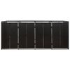 vidaXL Quadruple Wheelie Bin Shed Black 107.9"x31.5"x46.1" Poly Rattan
