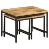 vidaXL Nesting Coffee Table Rough Mango Wood color with Black Iron
