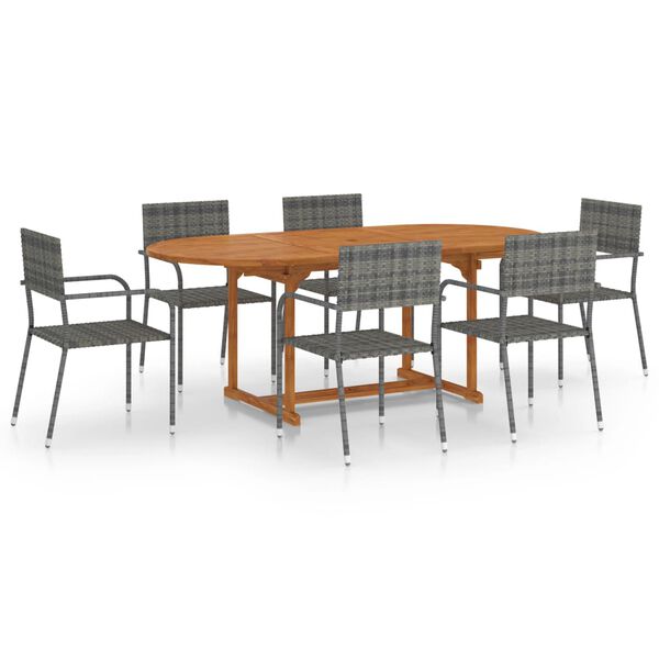 vidaXL Dining Set Anthracite Solid acacia wood, PE rattan, Steel 6-seater