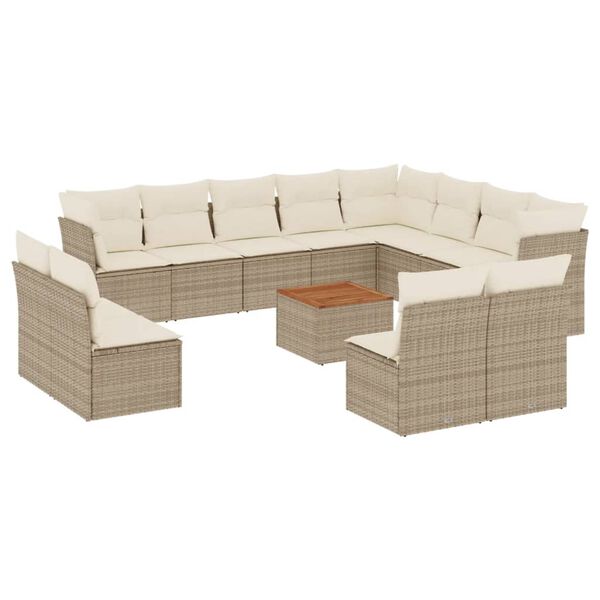 vidaXL Garden Sofa Set Beige PE rattan Large UV-resistant materials