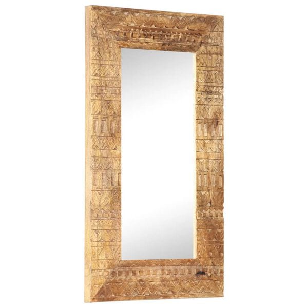 vidaXL Mirror Natural wood Solid mango wood Medium Decorative Inlays