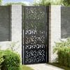 vidaXL Garden Gate Black 39.4x78.7" Steel Leaf Design