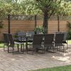 vidaXL Garden Dining Set 11 pcs Black Steel