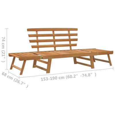 vidaXL Patio Bench 2-in-1 74.8" Solid Acacia Wood