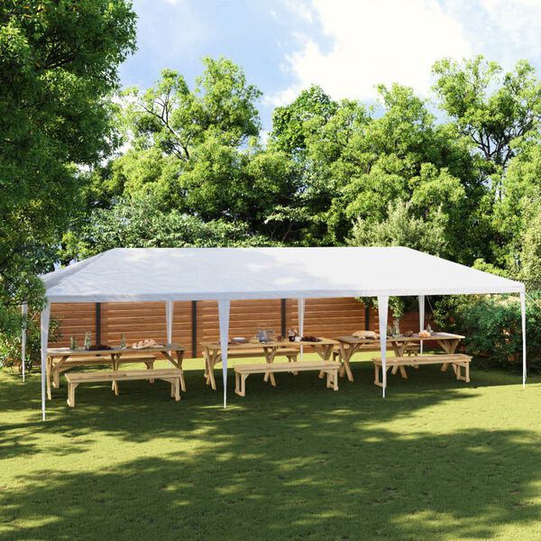 vidaXL Party Tent White Polyethylene roof, Iron frame Large Durable